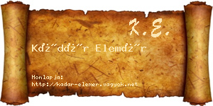 Kádár Elemér névjegykártya